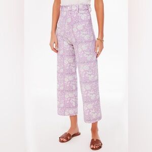 SZ BLOCKPRINTS Violet and Indigo Nila Print Disco Pants Wide Leg Lavendar